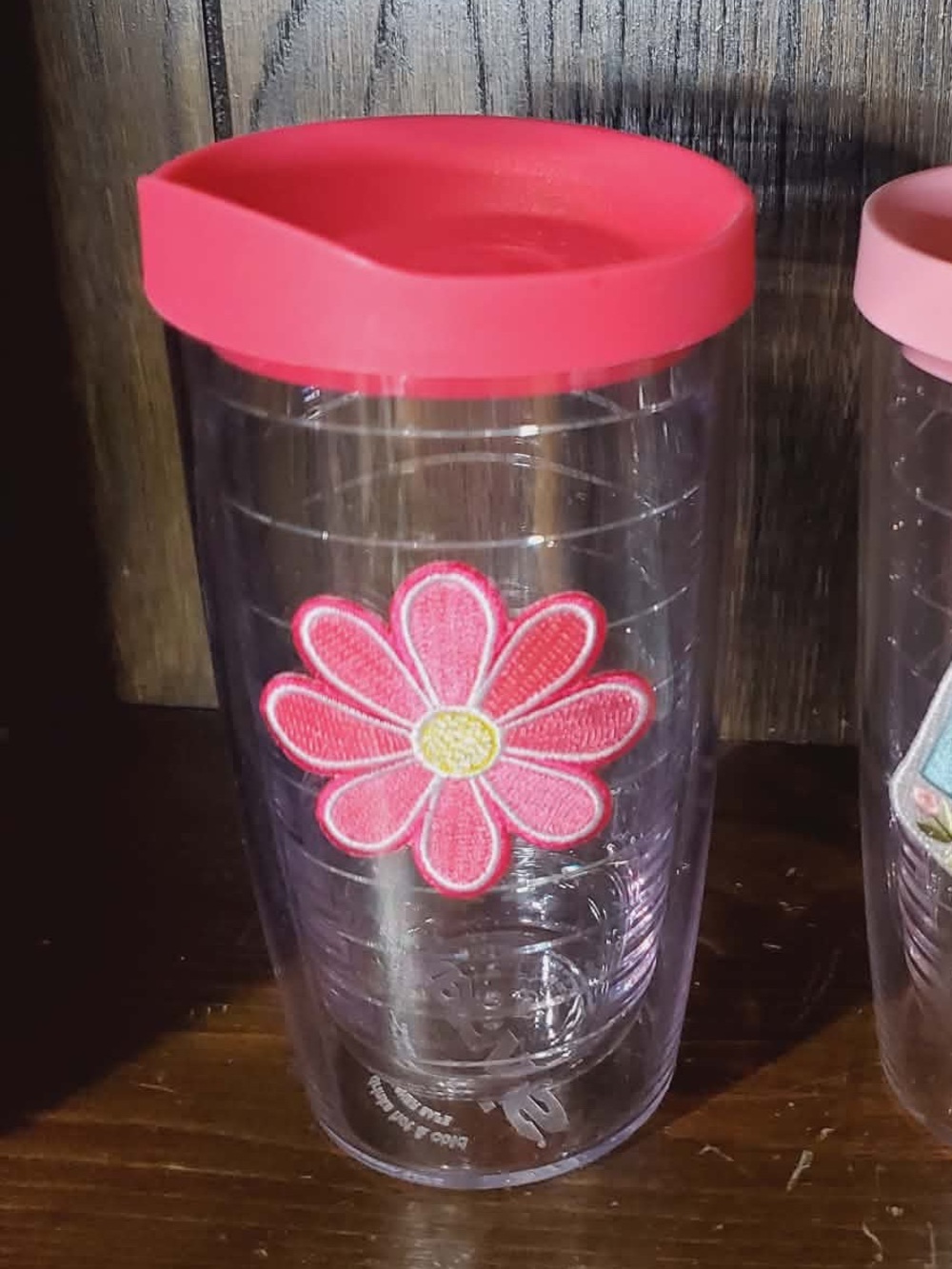 Tavis Pink Flower and Owl Travel Cups with Lids 16oz